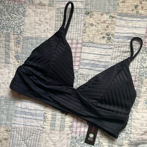 Ribbed Banded Triangle Bikini Top